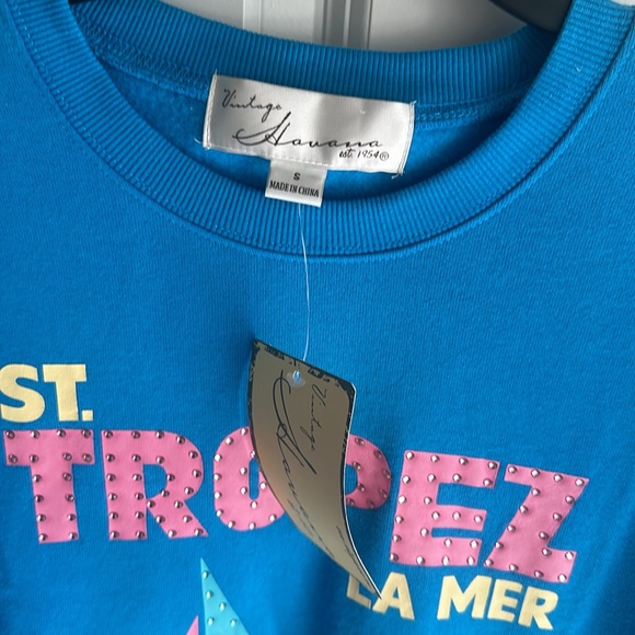 BRIGHT BLUE ST. TROPEZ JET SETTER SURF WASH CREWNECK - Picture 11 of 11